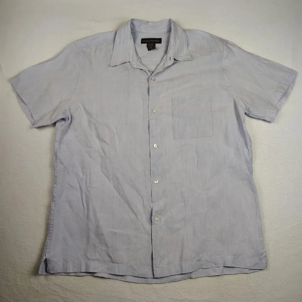 Banana Republic Linen Shirt Mens Large Light Blue